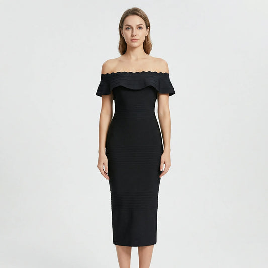 Schulterfreies Midi Kleid - Letizia