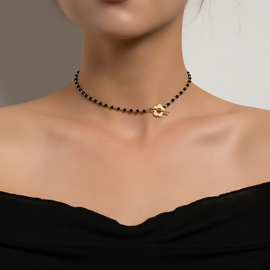 Schwarze Kristallhalskette - CrystalJewelry 
