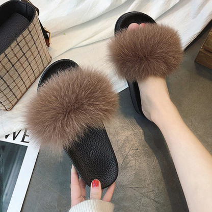 Damen Hausschuhe, schwarz, Kunstpelz, flauschig, bequem, modisch, rutschfest, Indoor-Slipper.