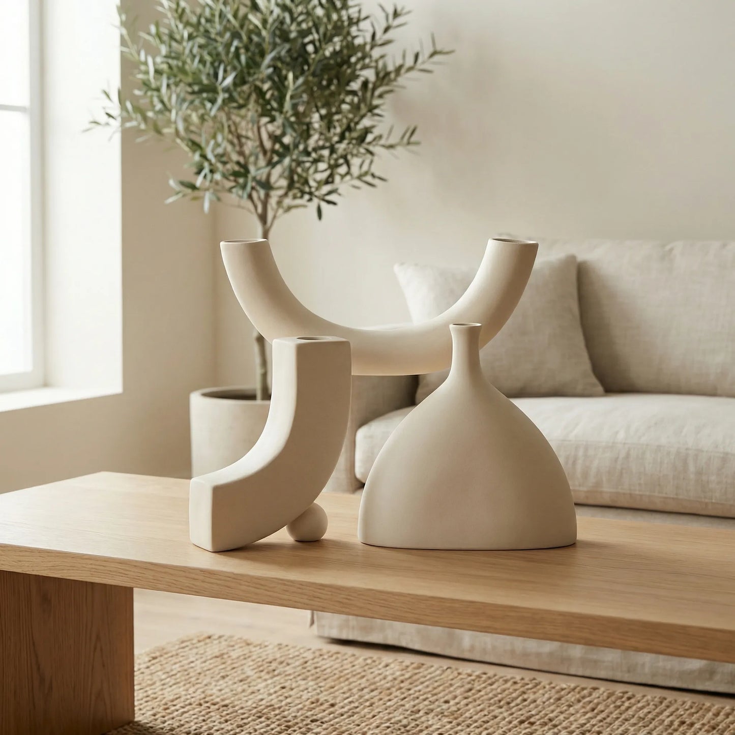 Sculpturaal Vazenset Met Boogvorm - Arcvase