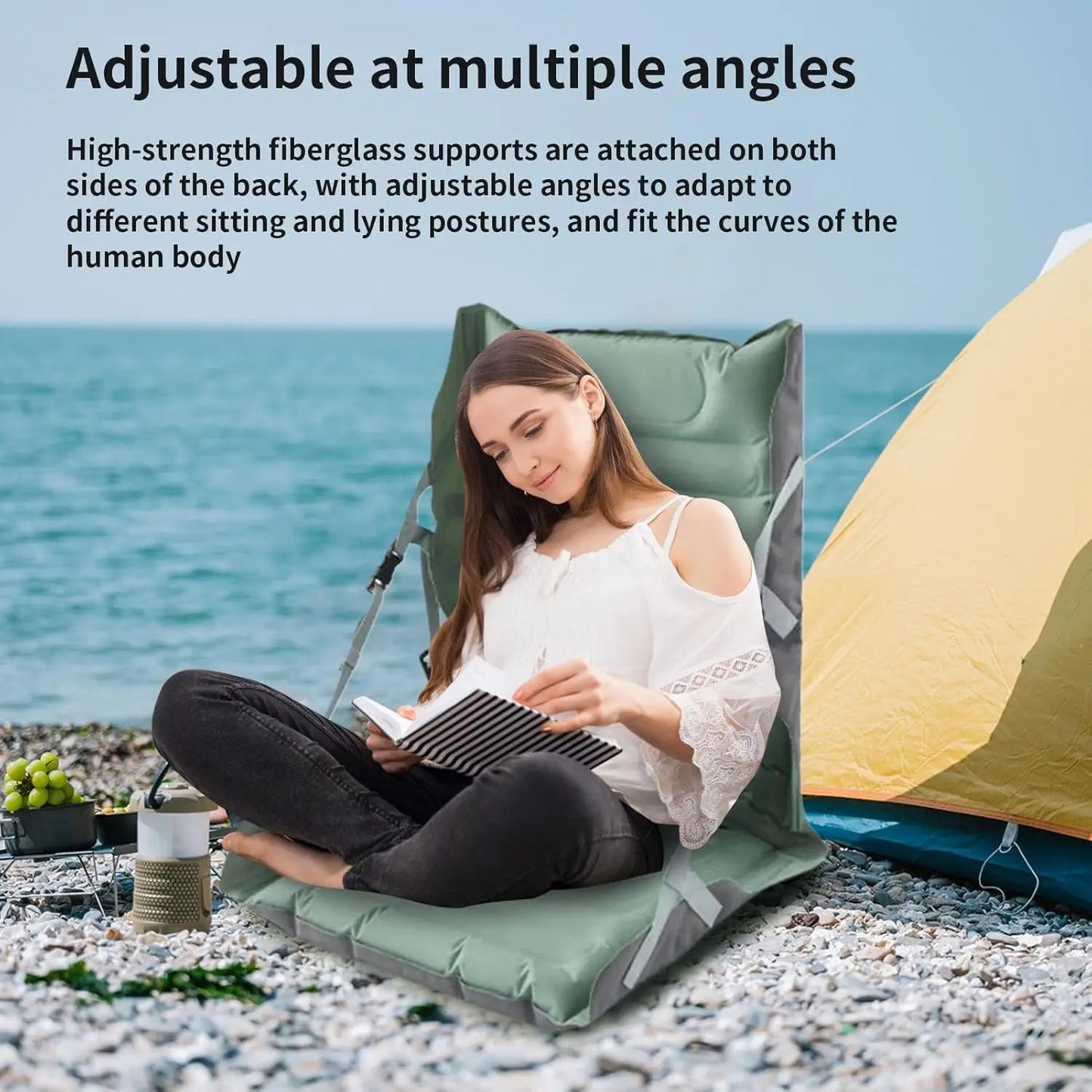 Faltbarer aufblasbarer Sitz mit Rückenlehne für Outdoor-Camping – Taron