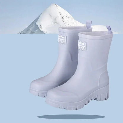 Damen Chelsea-Regenstiefeletten wasserdicht mit Blockabsatz & Profilsohle – Saphira