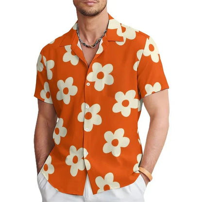 Herren-Sommerhemd mit Blumenmuster und Reverskragen – Elian