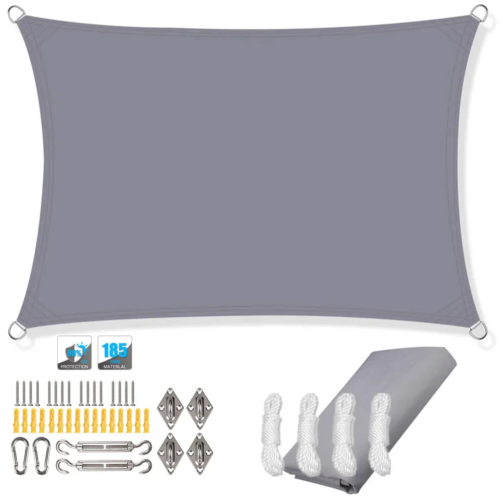 Wasserfester rechteckiger Sonnenschutzsegel mit UV-Schutz und Montagesets – ShadeGuard