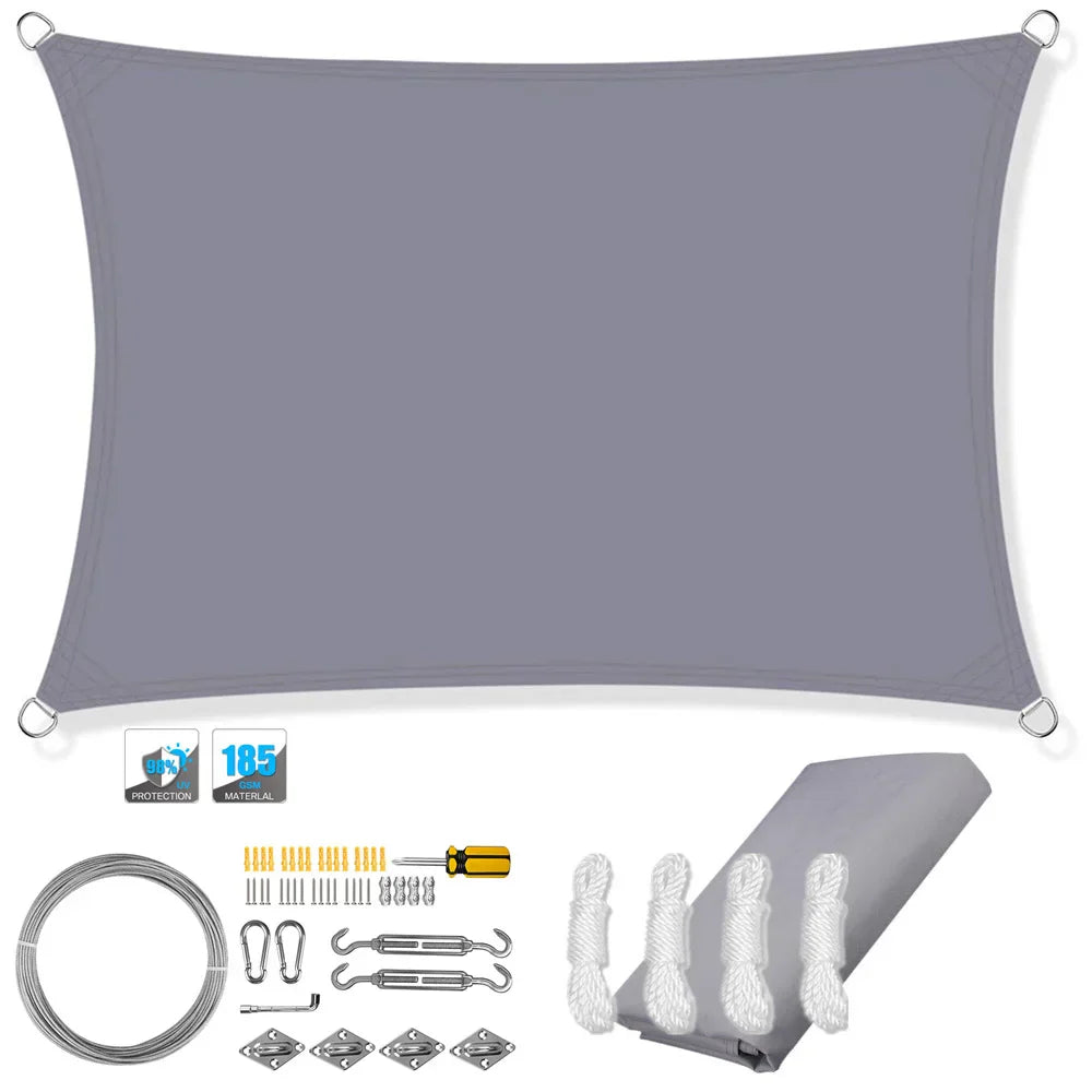 Wasserfester rechteckiger Sonnenschutzsegel mit UV-Schutz und Montagesets – ShadeGuard