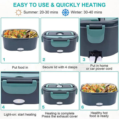 1,5 L Elektrische Lunchbox Lebensmittelwärmer 60W Tragbarer auslaufsicherer Heizgerät – HeatBox