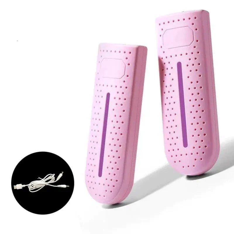 Rosa Schuhdesinfektor mit USB-Kabel, tragbar, geruchshemmend, antibakteriell.