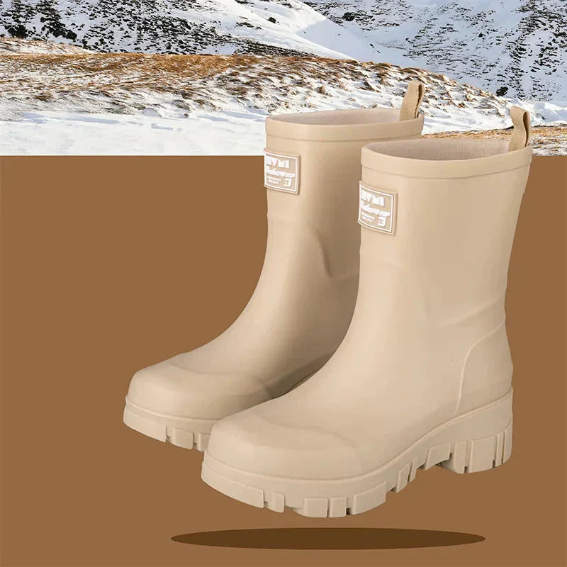 Damen Chelsea-Regenstiefeletten wasserdicht mit Blockabsatz & Profilsohle – Saphira
