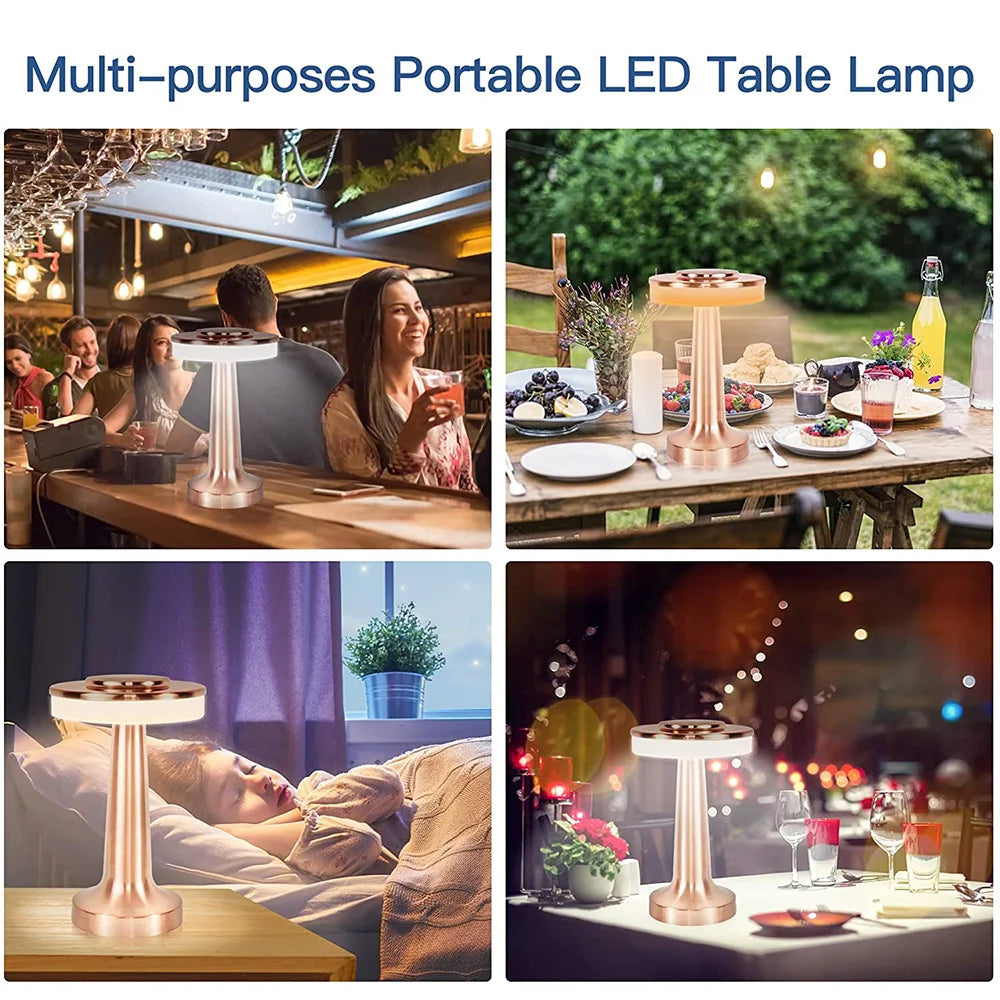 Tragbare LED-Tischlampe, dimmbar, modern, für Innen- und Außenbereich, multifunktional.