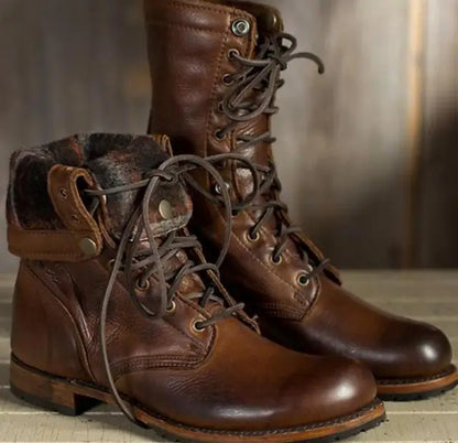 Gefütterte Damen Lederstiefel mit Schnürung – Alvara Herbstedition