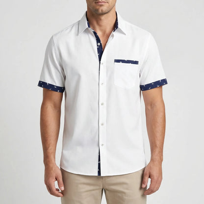 Short-Sleeve Contrast Trim Shirt - Warren