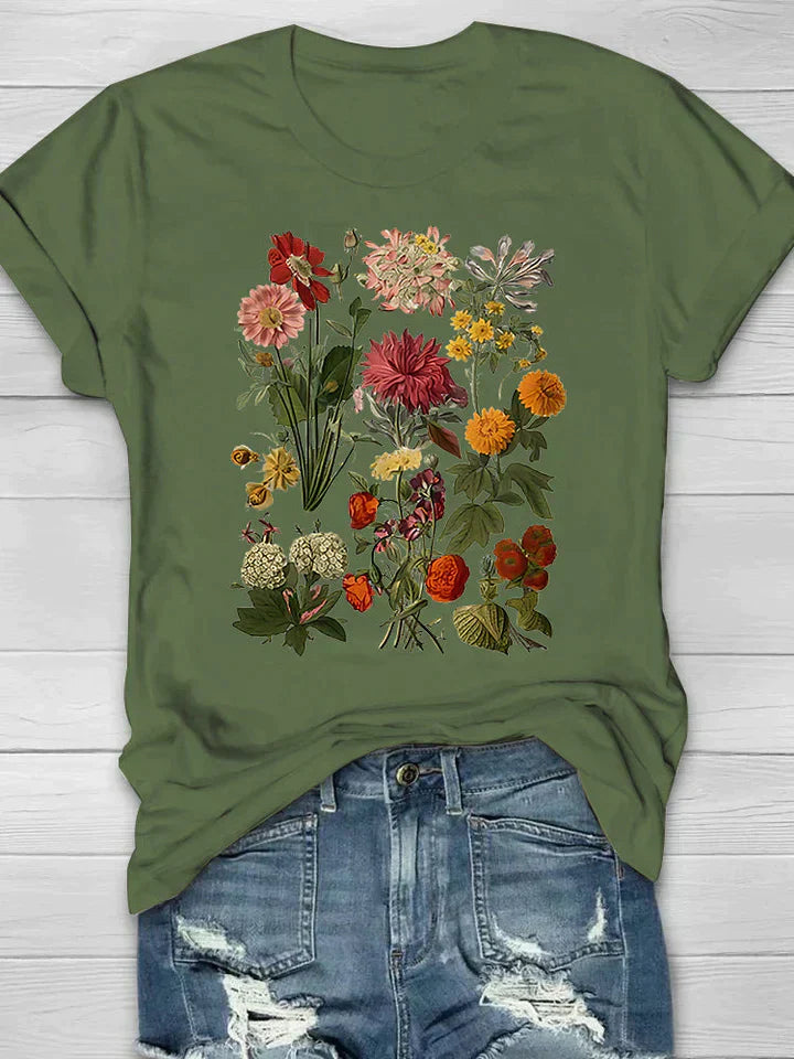 Short-Sleeve Women's T-Shirt With Floral Print - Hazel