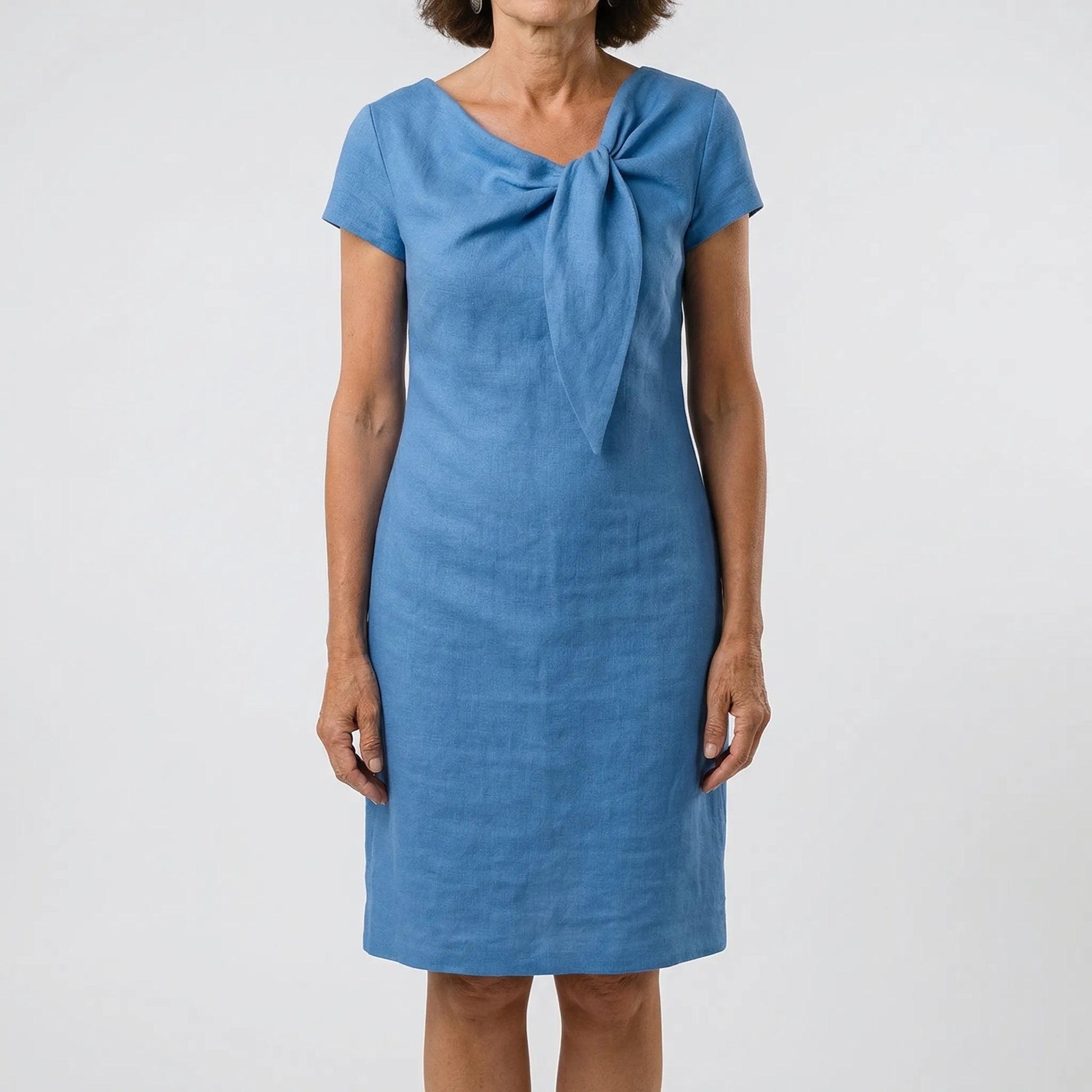 Short Sleeve Bow Detail Shift Dress - Susan