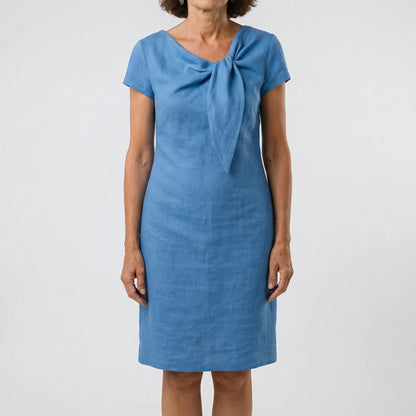 Short Sleeve Bow Detail Shift Dress - Susan