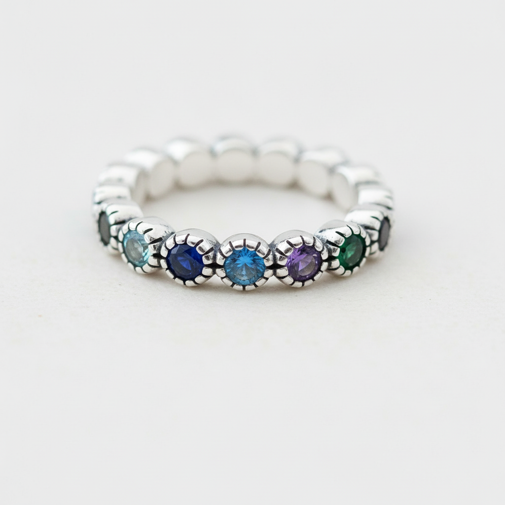 Silberner Blumensteinring - EleganzRing 