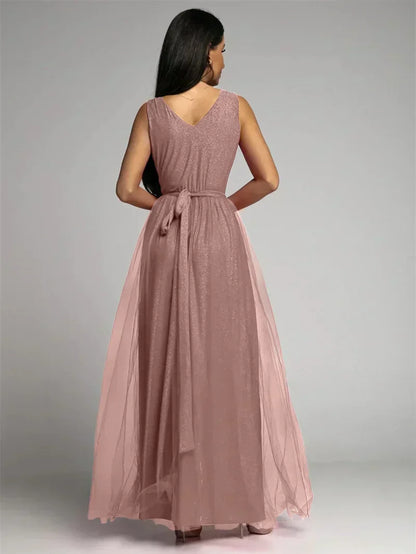 Sleeveless V-Neck Evening Dress - Lindsey