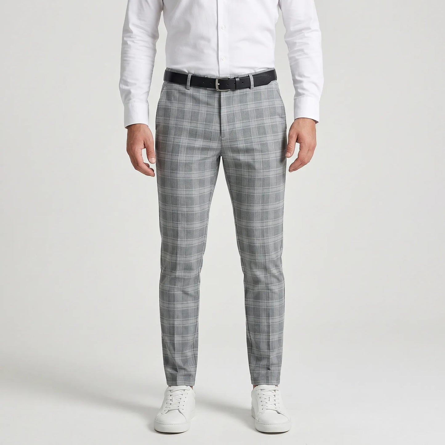 Slim Fit Cropped Check Trousers - Cornelius
