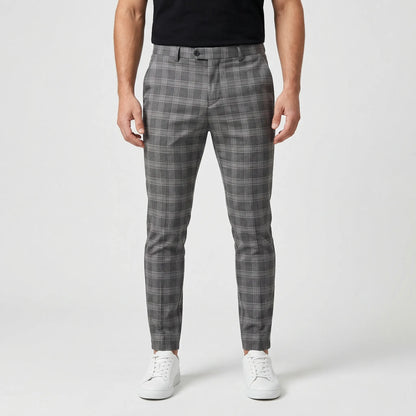Slim Fit Cropped Check Trousers - Cornelius