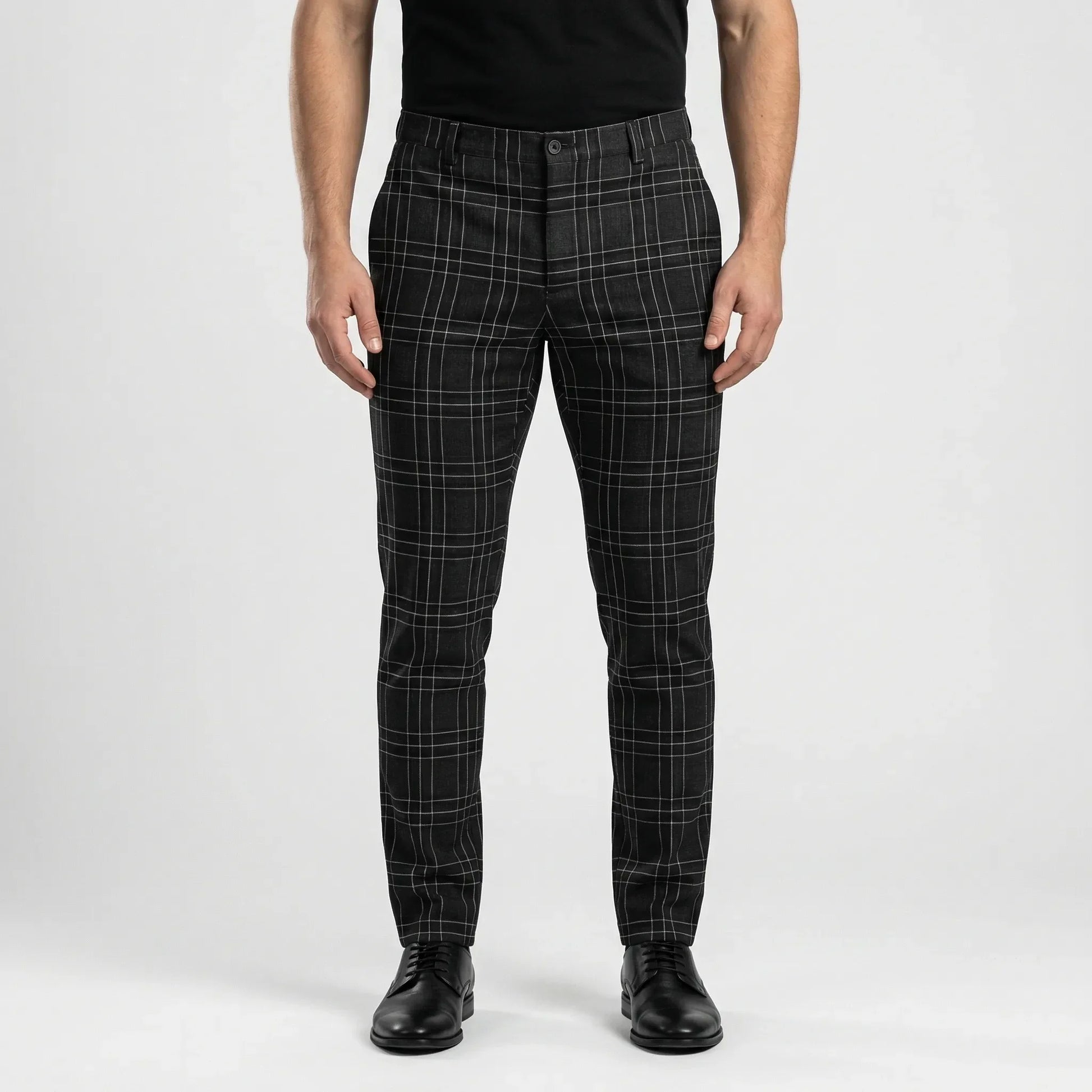 Slim Fit Cropped Check Trousers - Cornelius