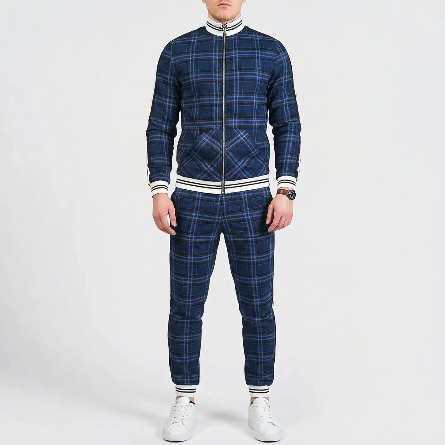 Slim Fit Jogger Set Mit Stehkragen - Riccardo