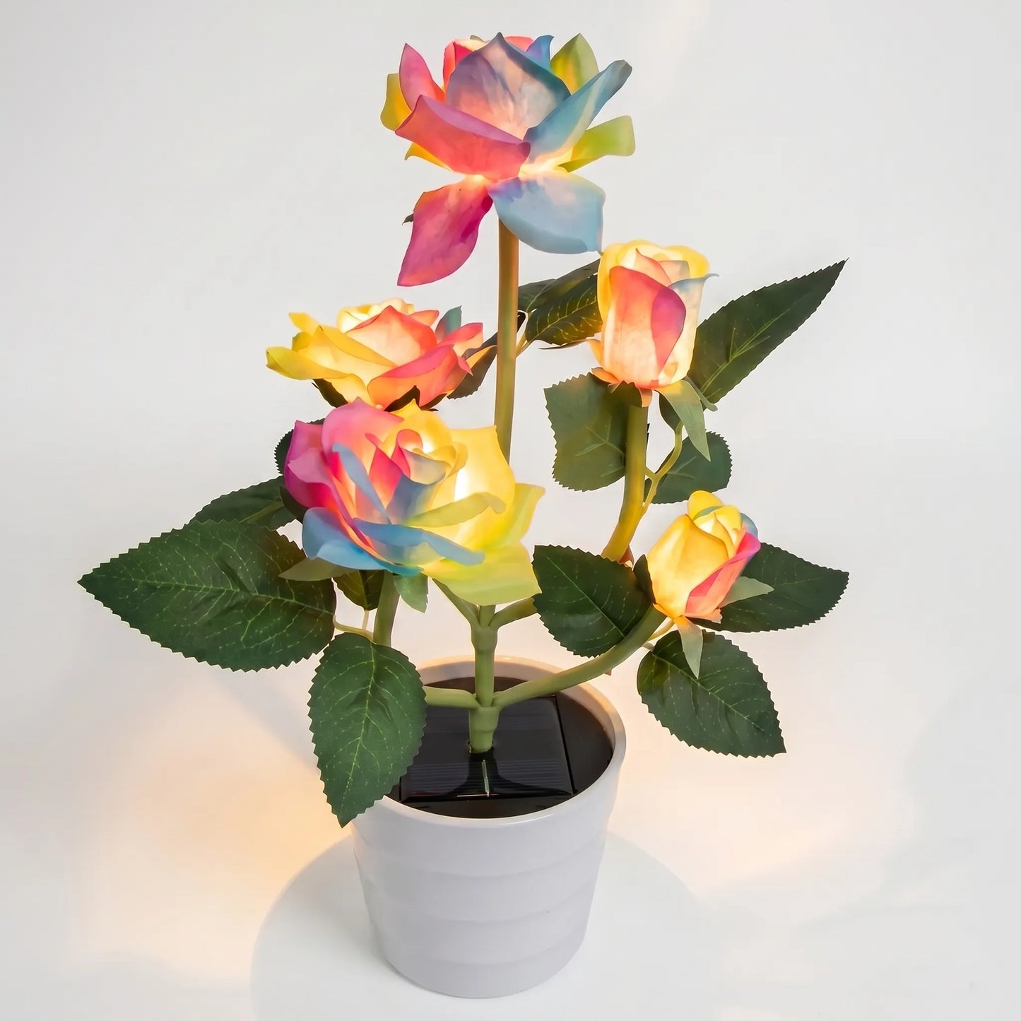Solar-Powered Rose Lantern In A Pot -  Rosalume