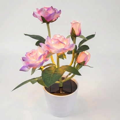 Solar-Powered Rose Lantern In A Pot -  Rosalume
