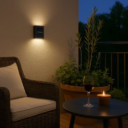 SolarGlow™ LED Solar Wandlampen – Kabellos, Wetterfest & Stimmungsvolles Licht für Außenbereiche