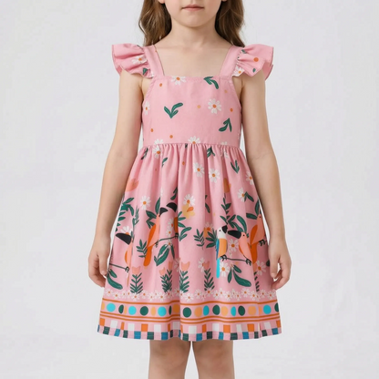 Sommerkleid Für Mädchen Mit Tropischem Print - Tropela