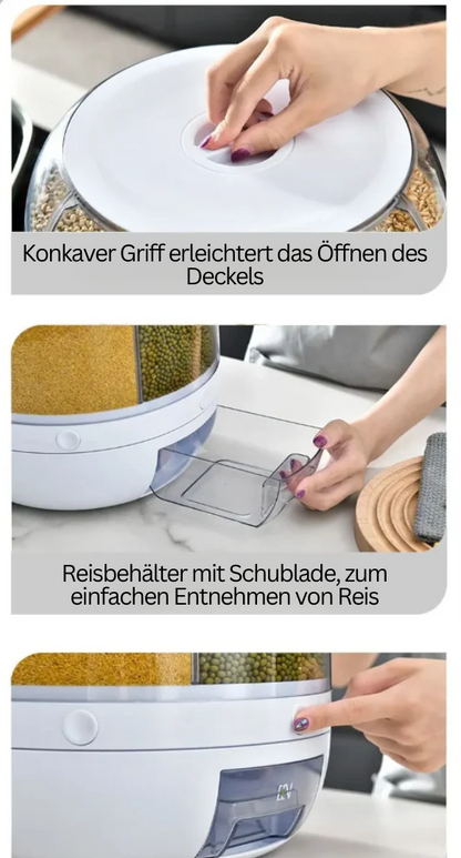 Reisbehälter mit Schublade, weiß, konvexer Griff, einfache Entnahme, Küchenaufbewahrung.
