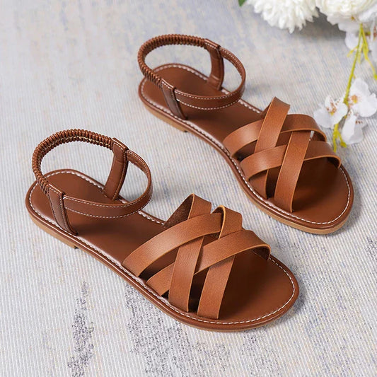 Braune Römersandale für Damen, ideal für den Sommer, mit rutschfester Sohle – Yvelle