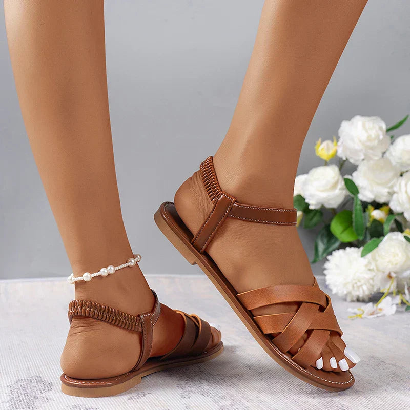 Braune Römersandale für Damen, ideal für den Sommer, mit rutschfester Sohle – Yvelle
