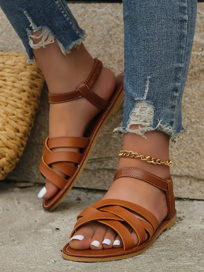 Braune Römersandale für Damen, ideal für den Sommer, mit rutschfester Sohle – Yvelle