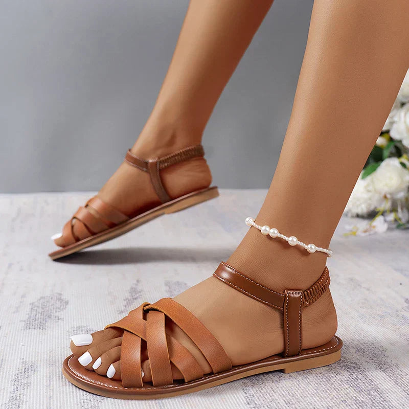 Braune Römersandale für Damen, ideal für den Sommer, mit rutschfester Sohle – Yvelle