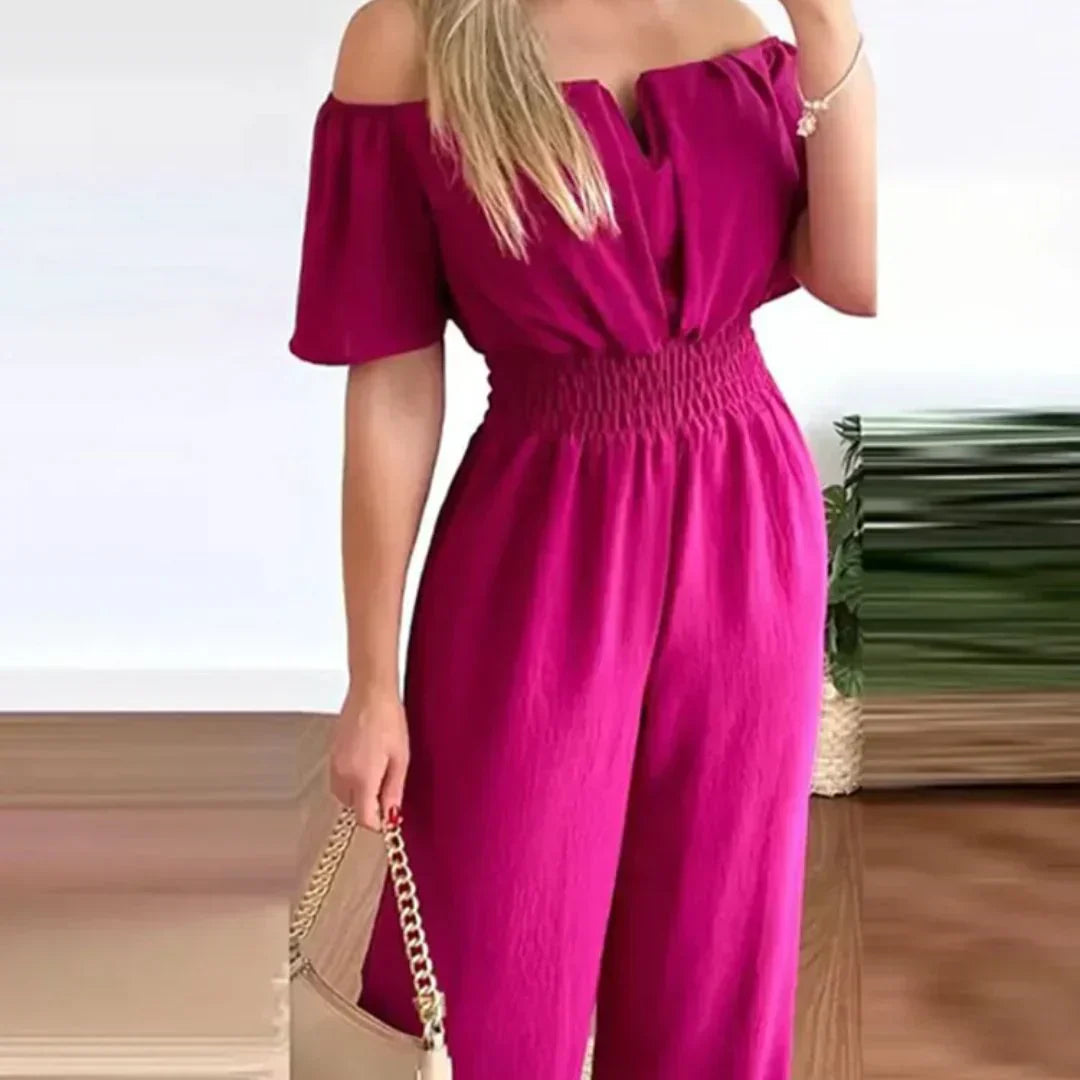 Off-Shoulder-Jumpsuit mit kurzen Ärmeln – Lina