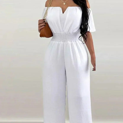 Off-Shoulder-Jumpsuit mit kurzen Ärmeln – Lina
