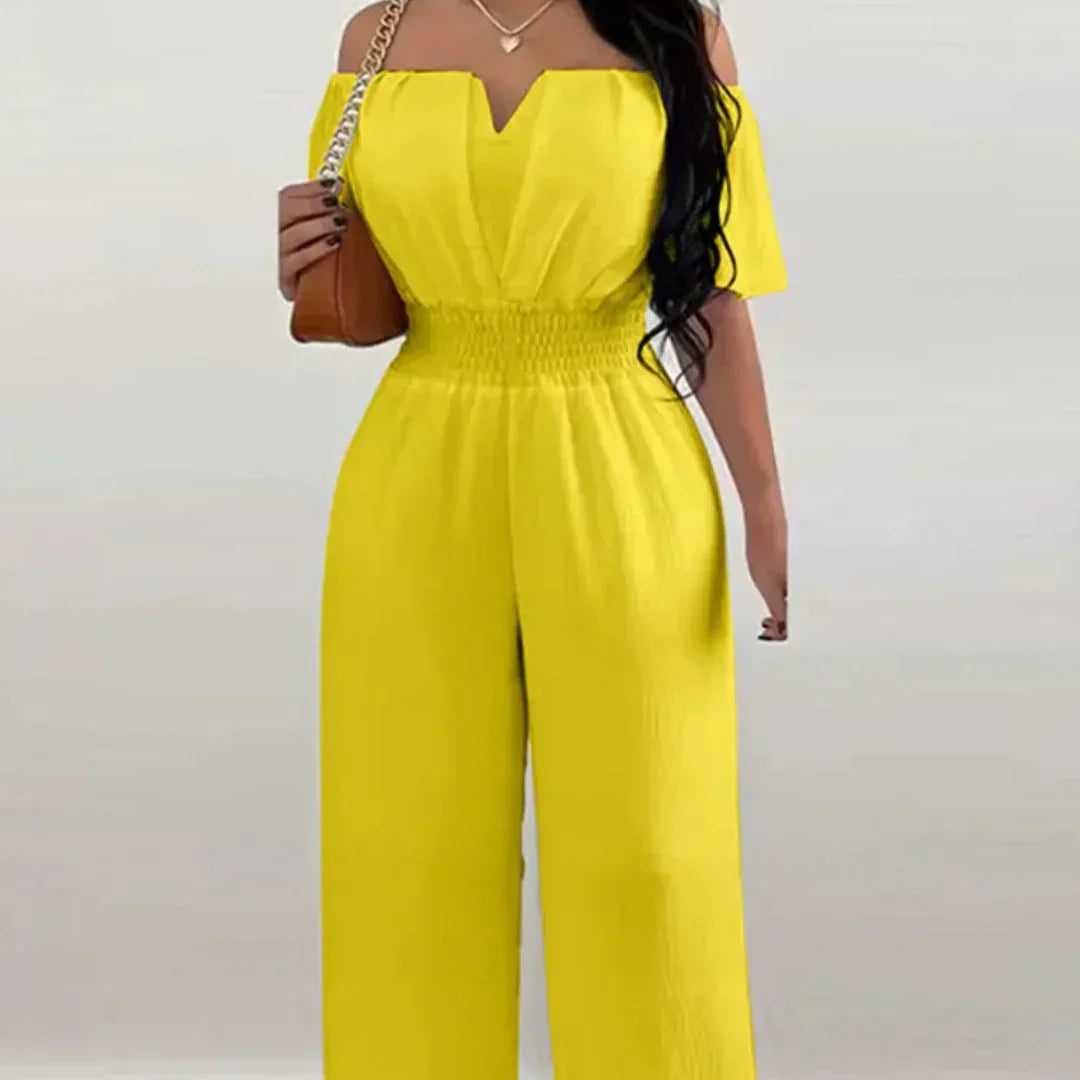Off-Shoulder-Jumpsuit mit kurzen Ärmeln – Lina