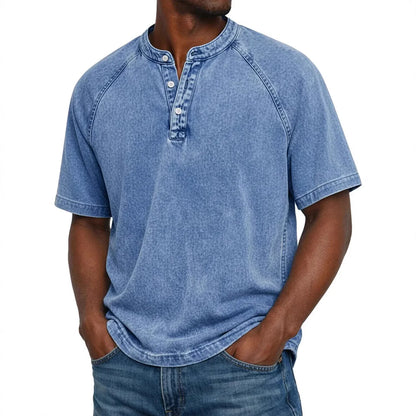 Men's Short-Sleeve Henley | Vintage Washed Button Tee 6