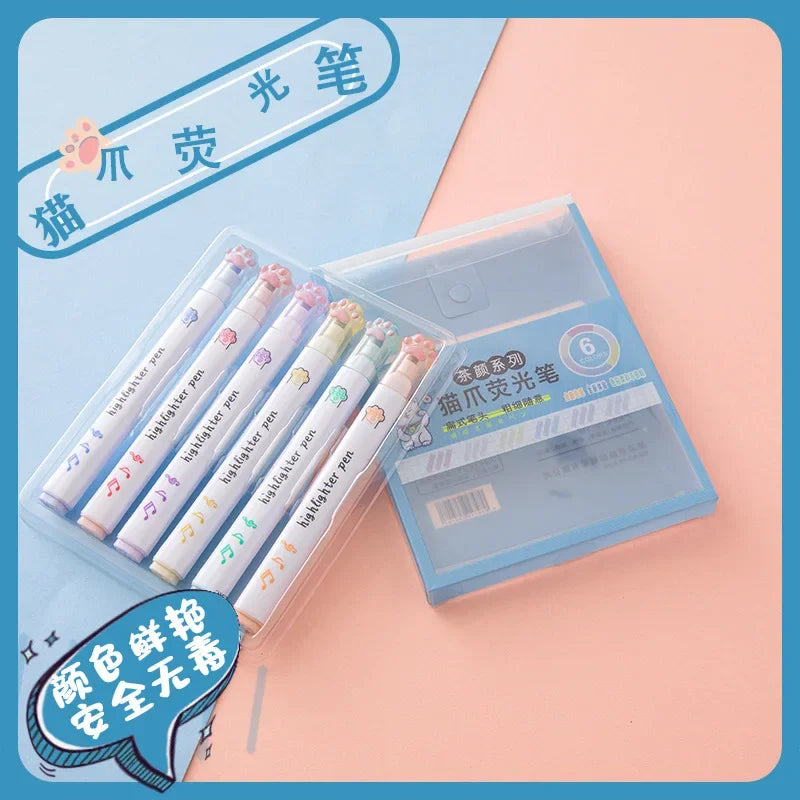 Textmarker Pastell Mit Katzenpfoten - Pawsima