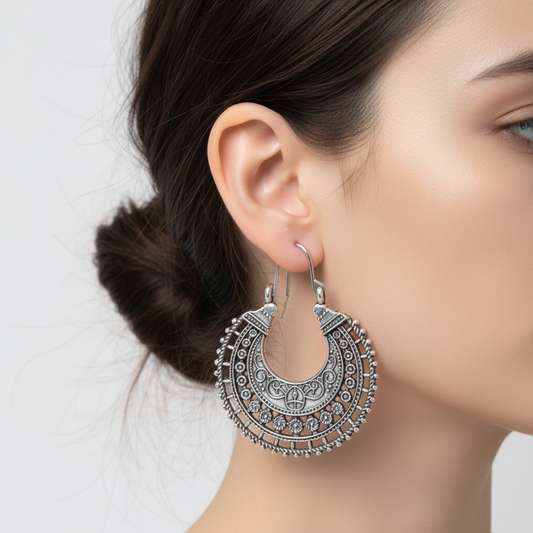 Tibetische Designohrringe - FiligranHoop 