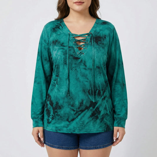 Tie-Dye Langarmshirt Damen In Großen Größen - Doreen
