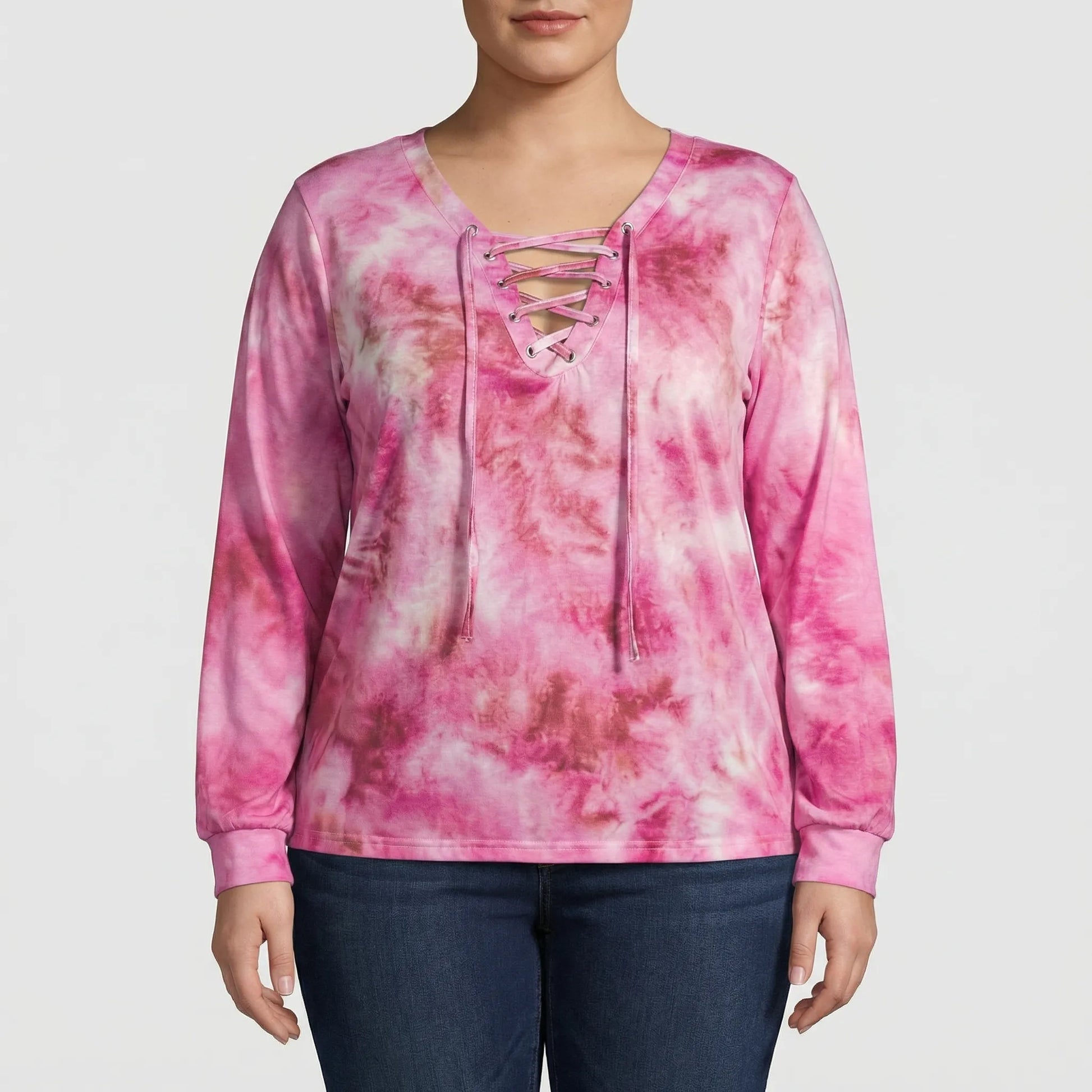 Tie-Dye Langarmshirt Damen In Großen Größen - Doreen