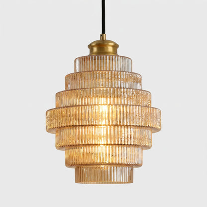 Tiered Ribbed Glass Pendant Lamp -  Tierluxe