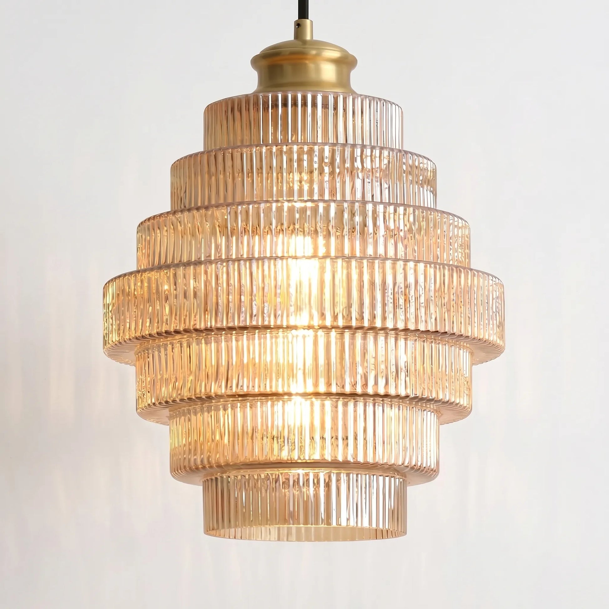 Tiered Ribbed Glass Pendant Lamp -  Tierluxe