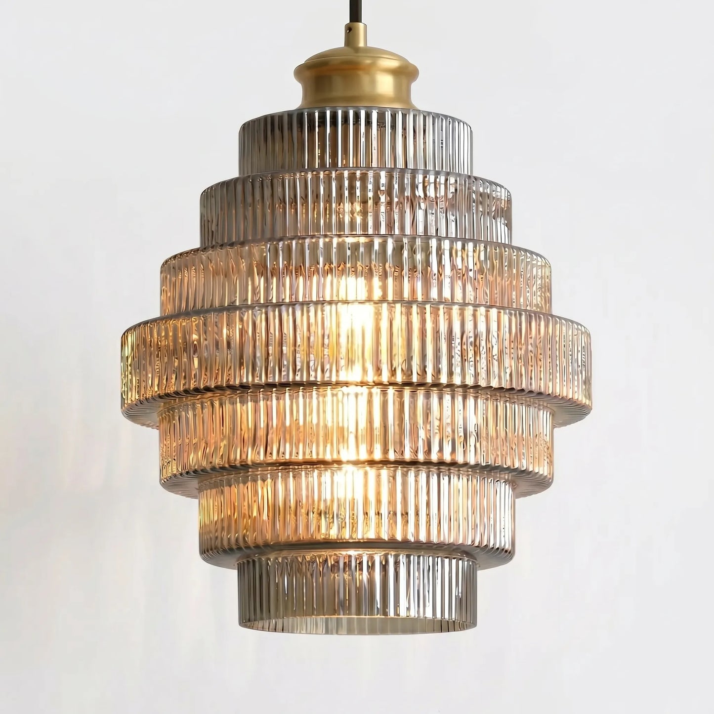 Tiered Ribbed Glass Pendant Lamp -  Tierluxe