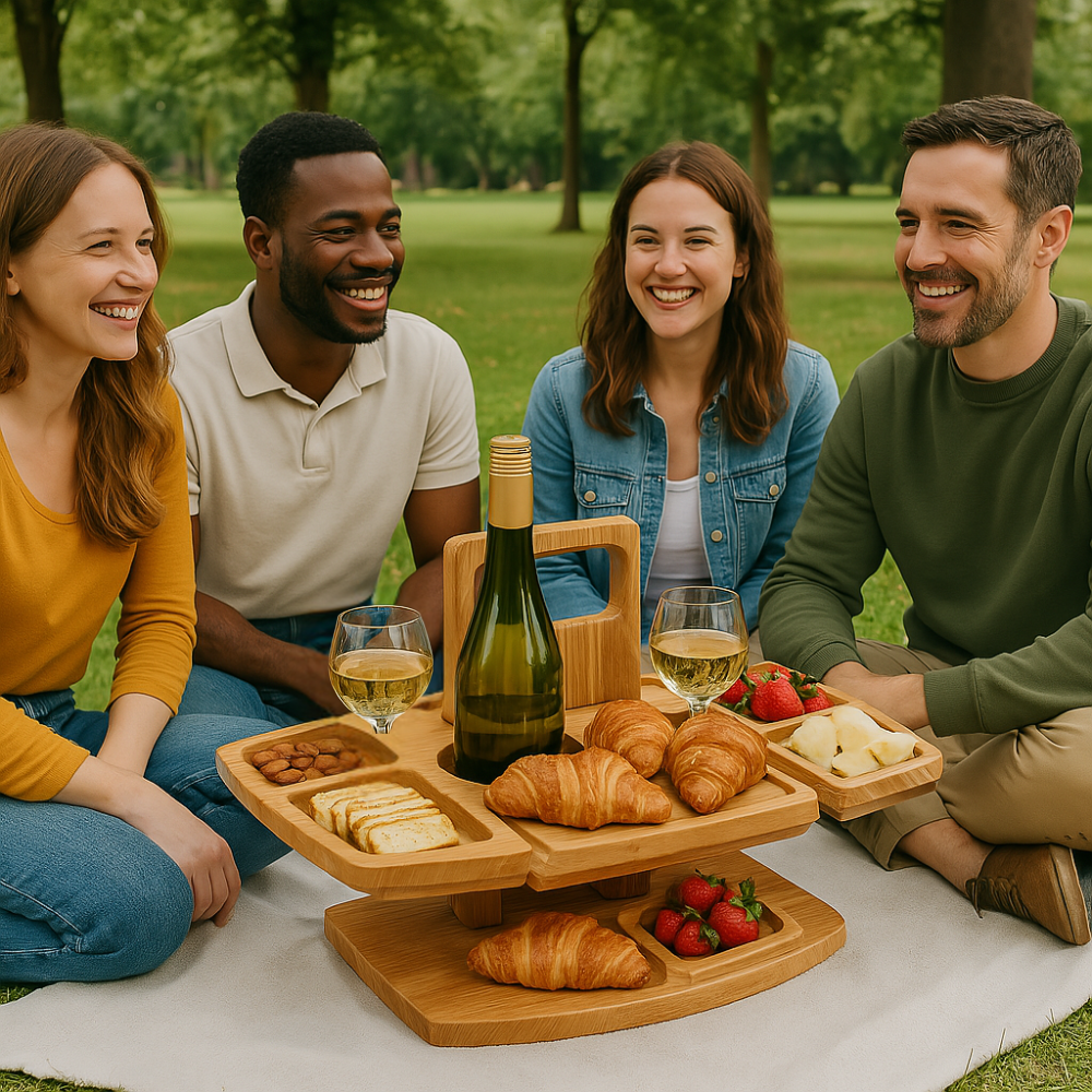 Tragbarer Holz-Picknick-Weintisch – WineNest