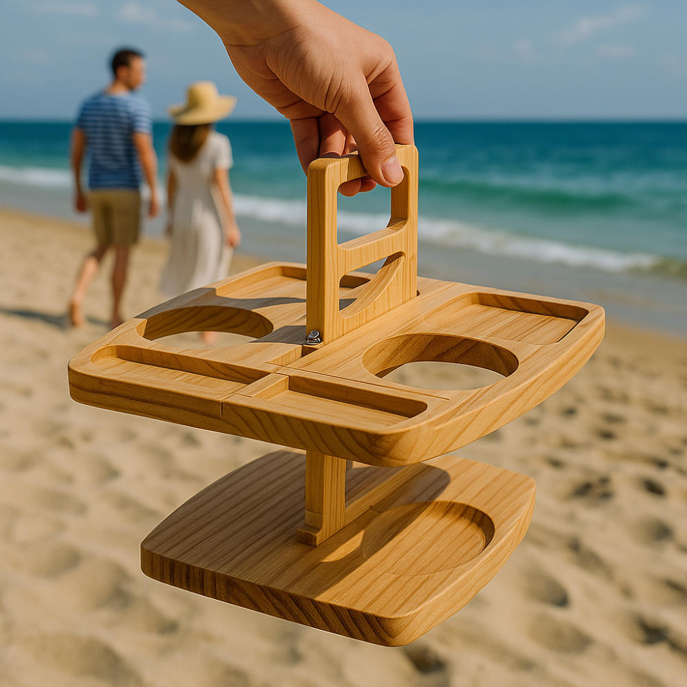 Tragbarer Holz-Picknick-Weintisch – WineNest