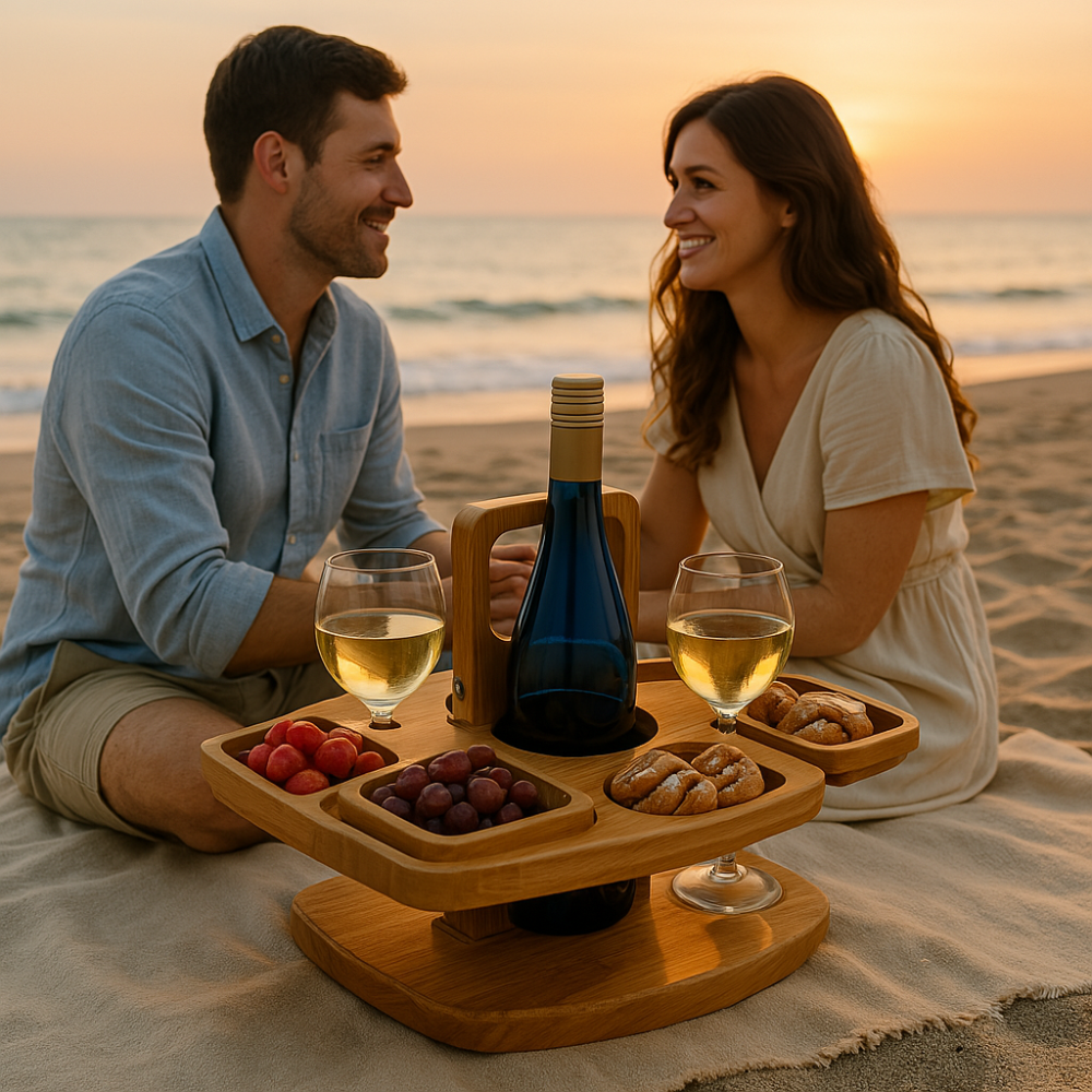 Tragbarer Holz-Picknick-Weintisch – WineNest