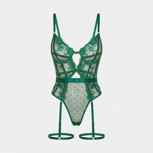 Transparenter Spitzen Body Mit Straps - Alissa