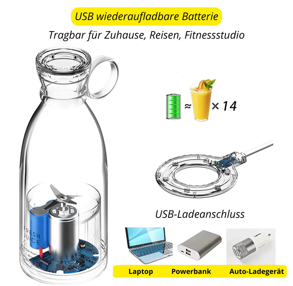 USB wiederaufladbare Batterie, tragbar, USB-Ladeanschluss, ideal für Reisen und Fitnessstudio.
