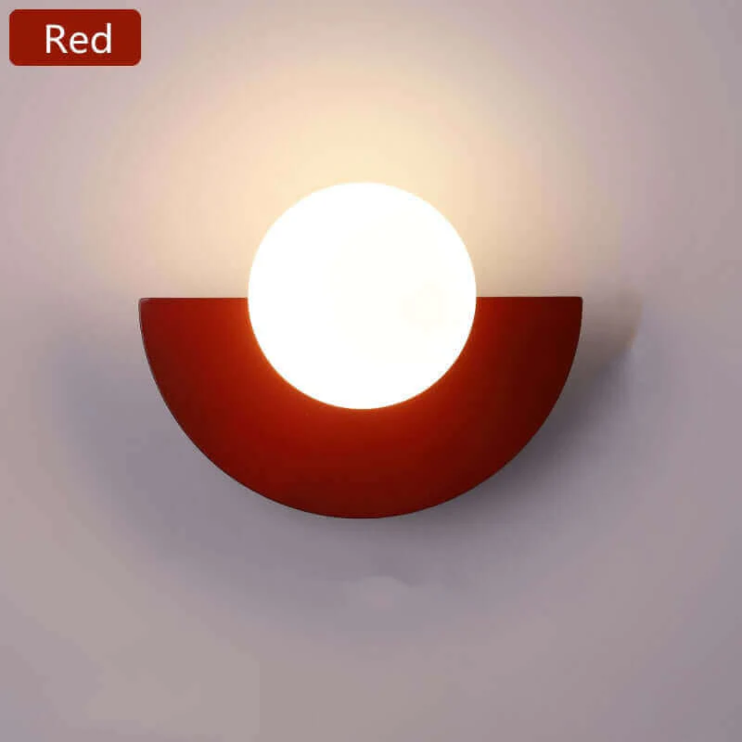 Rote Wandleuchte, modernes Design, halbkreisförmig, LED, Innenbeleuchtung, energiesparend.